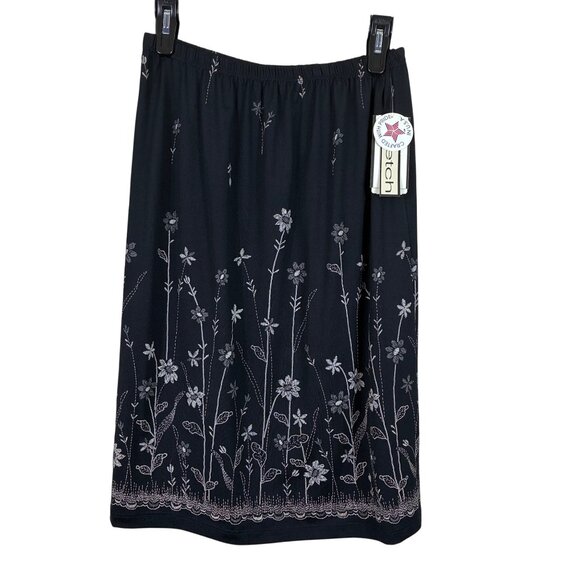 NEW VTG Y2K Black Embroidered Floral Skirt Notations M Cottagecore Deadstock - Picture 1 of 7